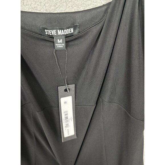 Steve Madden Vita Midi Dress With Lace Panels Spaghetti Straps Black Medium NWTs - Picture 7 of 8